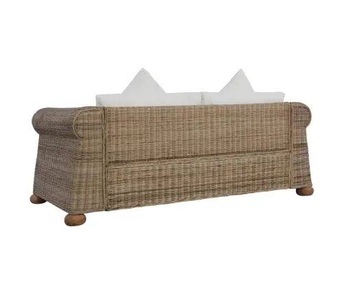 Divdaļīgs Dīvānu Komplekts Ar Matračiem, Dabīga Rotangpalma Vidaxl