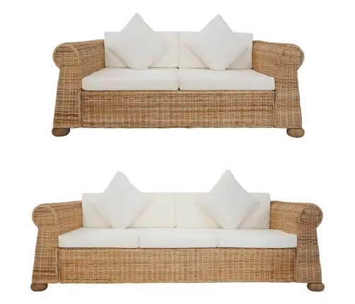 2-Kohaline Diivanikomplekt Patjadega, Naturaalsest Rotangist
