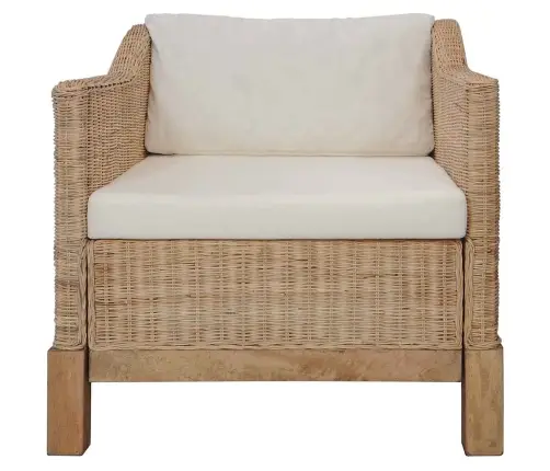 Trīsdaļīgs Dīvānu Komplekts Ar Matračiem, Dabīga Rotangpalma Vidaxl