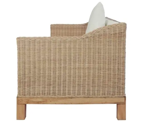 Trīsdaļīgs Dīvānu Komplekts Ar Matračiem, Dabīga Rotangpalma Vidaxl