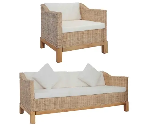 Divdaļīgs Dīvānu Komplekts Ar Matračiem, Dabīga Rotangpalma Vidaxl