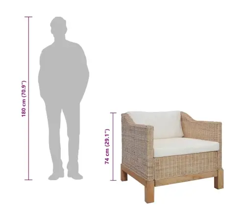 Divdaļīgs Dīvānu Komplekts Ar Matračiem, Dabīga Rotangpalma Vidaxl