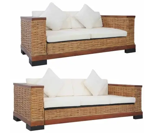 Divdaļīgs Dīvānu Komplekts Ar Matračiem, Dabīga Rotangpalma Vidaxl