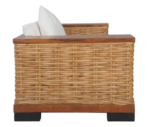 Trīsdaļīgs Dīvānu Komplekts Ar Matračiem, Dabīga Rotangpalma Vidaxl