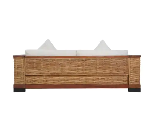 Trīsdaļīgs Dīvānu Komplekts Ar Matračiem, Dabīga Rotangpalma Vidaxl