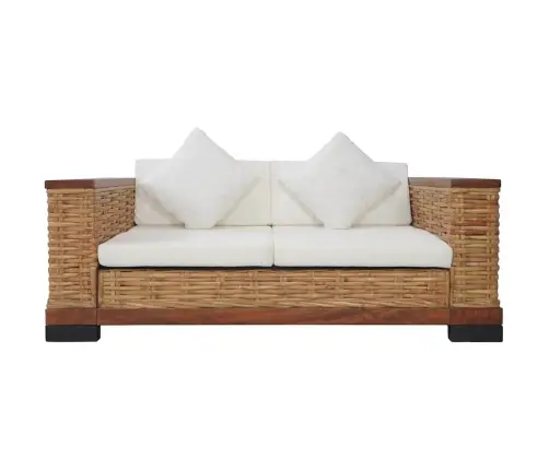 Trīsdaļīgs Dīvānu Komplekts Ar Matračiem, Dabīga Rotangpalma Vidaxl