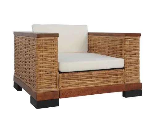 Trīsdaļīgs Dīvānu Komplekts Ar Matračiem, Dabīga Rotangpalma Vidaxl