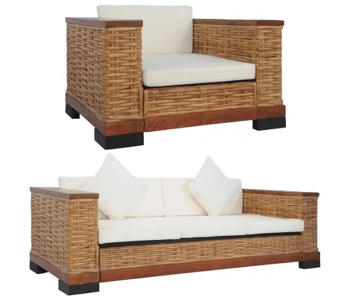 Divdaļīgs Dīvānu Komplekts Ar Matračiem, Dabīga Rotangpalma Vidaxl Divdaļīgs Dīvānu Komplekts Ar Matračiem, Dabīga Rotangpalma Vidaxl