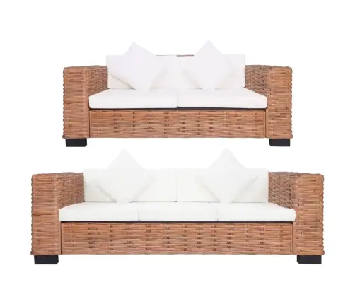 Divdaļīgs Dīvānu Komplekts Ar Matračiem, Dabīga Rotangpalma  Vidaxl