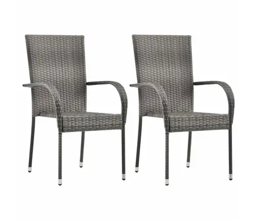 Dārza Krēsli, 2 Gab., Saliekami Viens Uz Otra, Pelēks Pe Vidaxl
