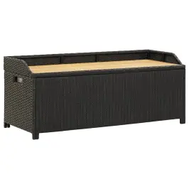 Sodo Suoliukas-Daiktadėžė, Juodos Spalvos, 120cm Poliratanas