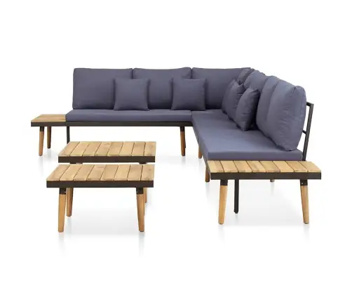 7-Vietīgs Dārza Atpūtas Mēbeļu Komplekts Ar Matračiem, Akācija Vidaxl