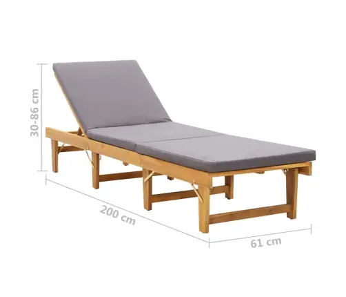 Kokkupandav Päevitustool Istmepadjaga, Akaatsiapuit