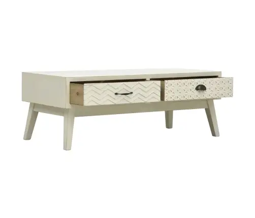 Kafijas Galdiņš Ar 2 Atvilktnēm Un Kokgriezumiem, 110X50X40 Cm Vidaxl