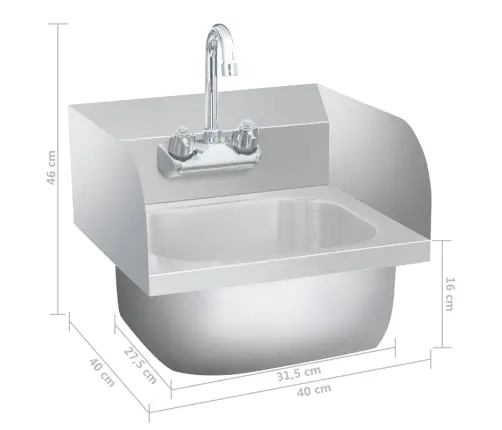 Izlietne Roku Mazgāšanai, Ar Jaucējkrānu, Nerūsējošs Tērauds Vidaxl