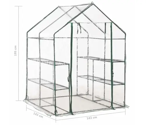 Kasvuhoone 8 Riiuliga, 143 X 143 X 195 Cm