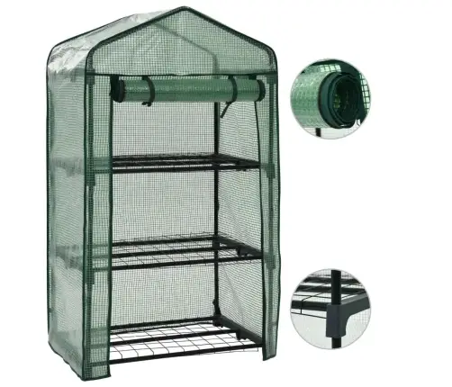 Mini Siltumnīca, 3 Plaukti, 69X49X125 Cm Vidaxl