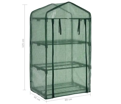 Mini Siltumnīca, 3 Plaukti, 69X49X125 Cm Vidaxl