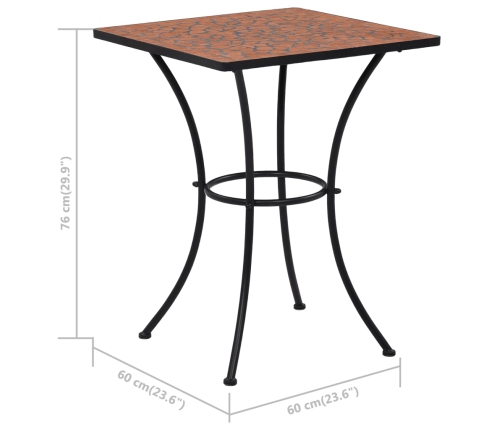 Mozaīkas Bistro Galds, 60 Cm, Sarkanbrūna Keramika Vidaxl