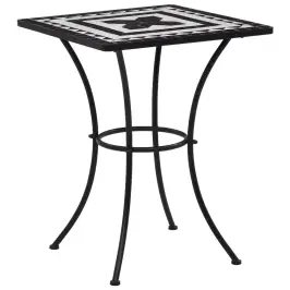Mozaīkas Bistro Galds, 60 Cm, Melns Ar Baltu, Keramika Vidaxl