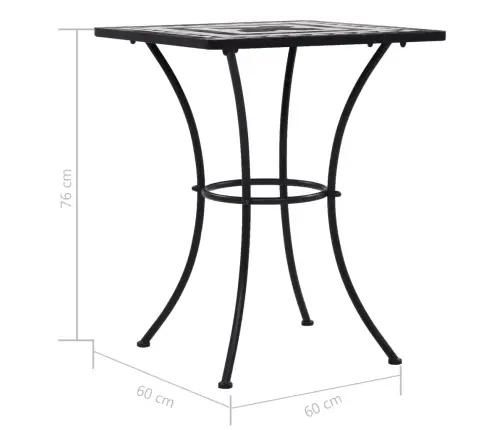 Mosaiikplaadiga Bistroolaud, Must Ja Valge, 60 cm Keraamiline
