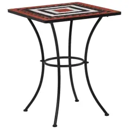 Mozaīkas Bistro Galds, 60 Cm, Sarkanbrūns Ar Baltu, Keramika Vidaxl