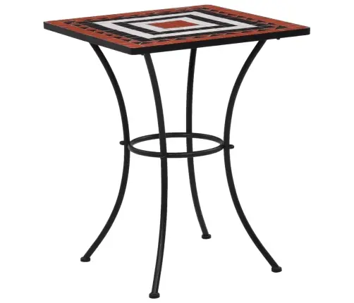 Mozaīkas Bistro Galds, 60 Cm, Sarkanbrūns Ar Baltu, Keramika Vidaxl