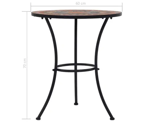 Mozaīkas Bistro Galds, 60 Cm, Oranža Un Pelēka Keramika Vidaxl