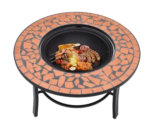 Ugunskura Vietas Galds, Mozaīka, 68 Cm, Sarkanbrūns, Keramika Vidaxl