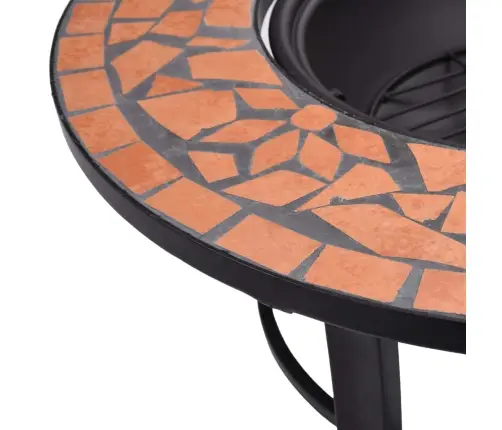 Ugunskura Vietas Galds, Mozaīka, 68 Cm, Sarkanbrūns, Keramika Vidaxl