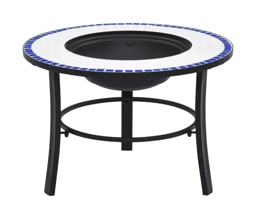Ugunskura Vietas Galds, Mozaīka, 68 Cm, Zils Ar Baltu, Keramika Vidaxl