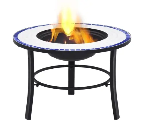 Ugunskura Vietas Galds, Mozaīka, 68 Cm, Zils Ar Baltu, Keramika Vidaxl