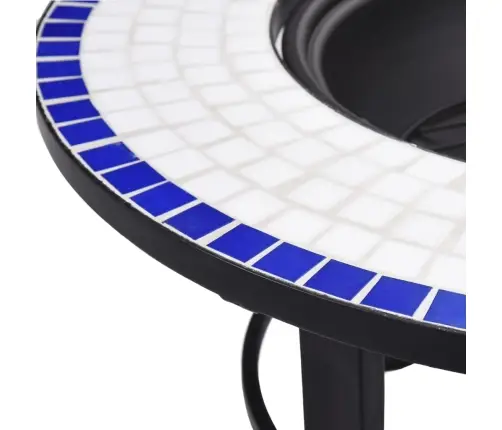 Ugunskura Vietas Galds, Mozaīka, 68 Cm, Zils Ar Baltu, Keramika Vidaxl