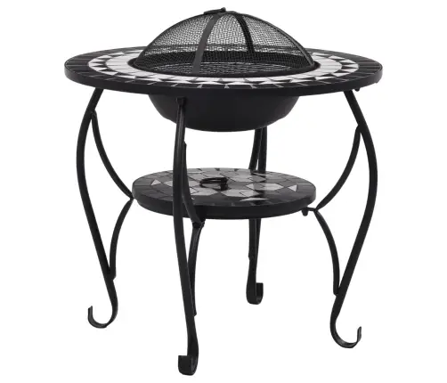 Mozaikinė Laužavietė-Staliukas, Juoda Ir Balta, 68cm Keramika