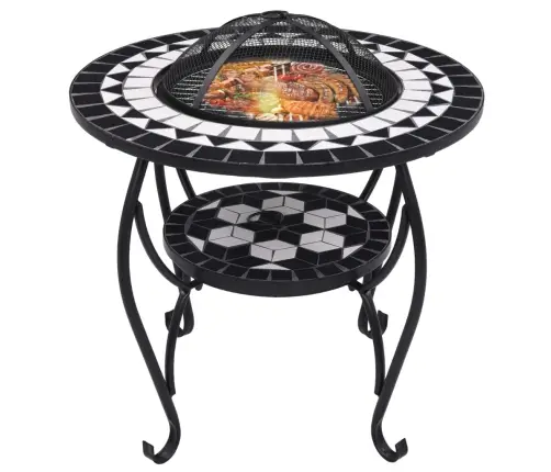 Mozaikinė Laužavietė-Staliukas, Juoda Ir Balta, 68cm Keramika