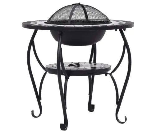 Mozaikinė Laužavietė-Staliukas, Juoda Ir Balta, 68cm Keramika