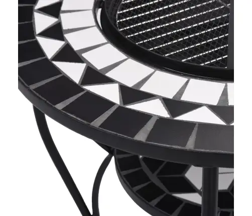 Mozaikinė Laužavietė-Staliukas, Juoda Ir Balta, 68cm Keramika