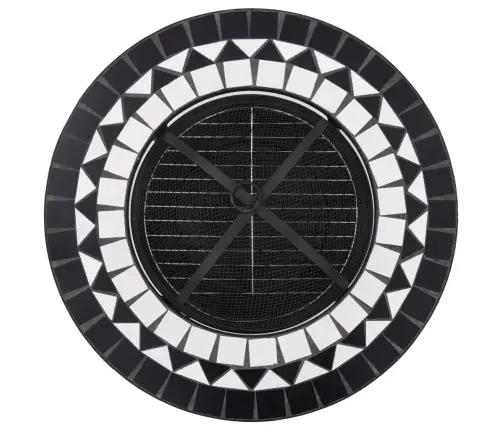 Mozaikinė Laužavietė-Staliukas, Juoda Ir Balta, 68cm Keramika