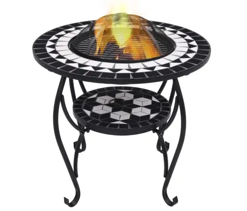 Mozaikinė Laužavietė-Staliukas, Juoda Ir Balta, 68cm Keramika