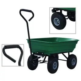 Paverčiamas Rankinis Sodo Vežimėlis, Žalios Spalvos, 300Kg, 75L