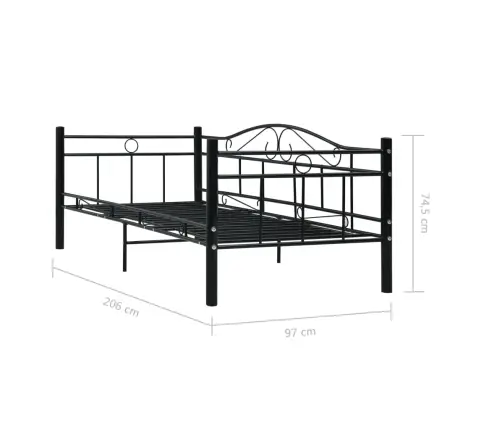 Päevavoodi, Must, Metall, 90 X 200 Cm