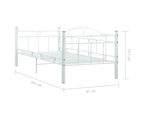 Päevavoodi, Valge, Metall, 90 X 200 Cm