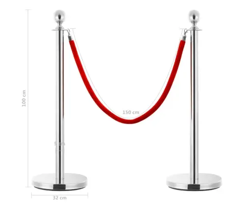 Vip Eilės Užtvaros Rinkinys, 3 Dalių, Sidabrinis, Plienas