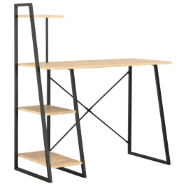 Rakstāmgalds Ar Plauktiem, Melns Un Ozolkoka, 102X50X117 Cm Vidaxl