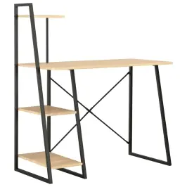 Rakstāmgalds Ar Plauktiem, Melns Un Ozolkoka, 102X50X117 Cm Vidaxl