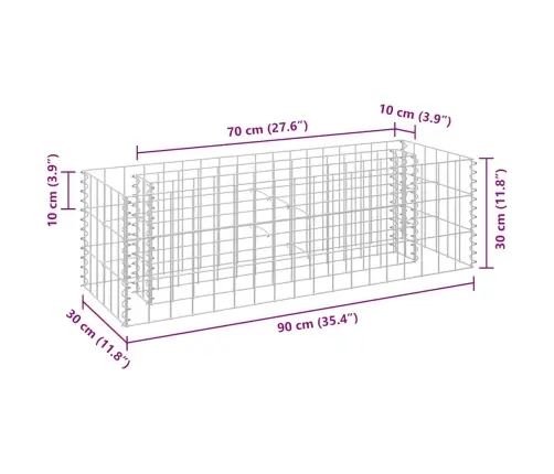 Gabioon-Taimelava, Tsingitud Teras, 90 X 30 X 30 Cm