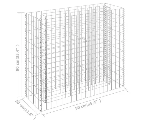 Gabioon-Taimelava, Tsingitud Teras, 90 X 30 X 90 Cm