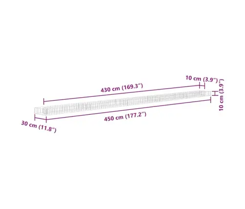 Gabions, Augstā Puķu Kaste, Cinkots Tērauds, 450X30X10 Cm Vidaxl