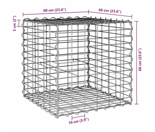 Gabions, Augstā Puķu Kaste, Tērauda Stieple, 60X60X60 Cm Vidaxl