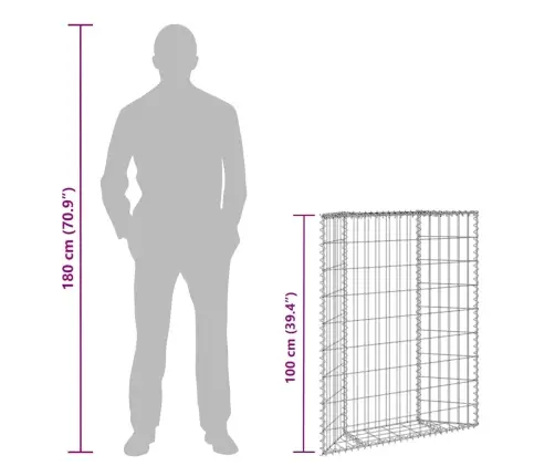 Gabiono Vazonas, 80X20X100cm Galvanizuotas Plienas, Aukštas